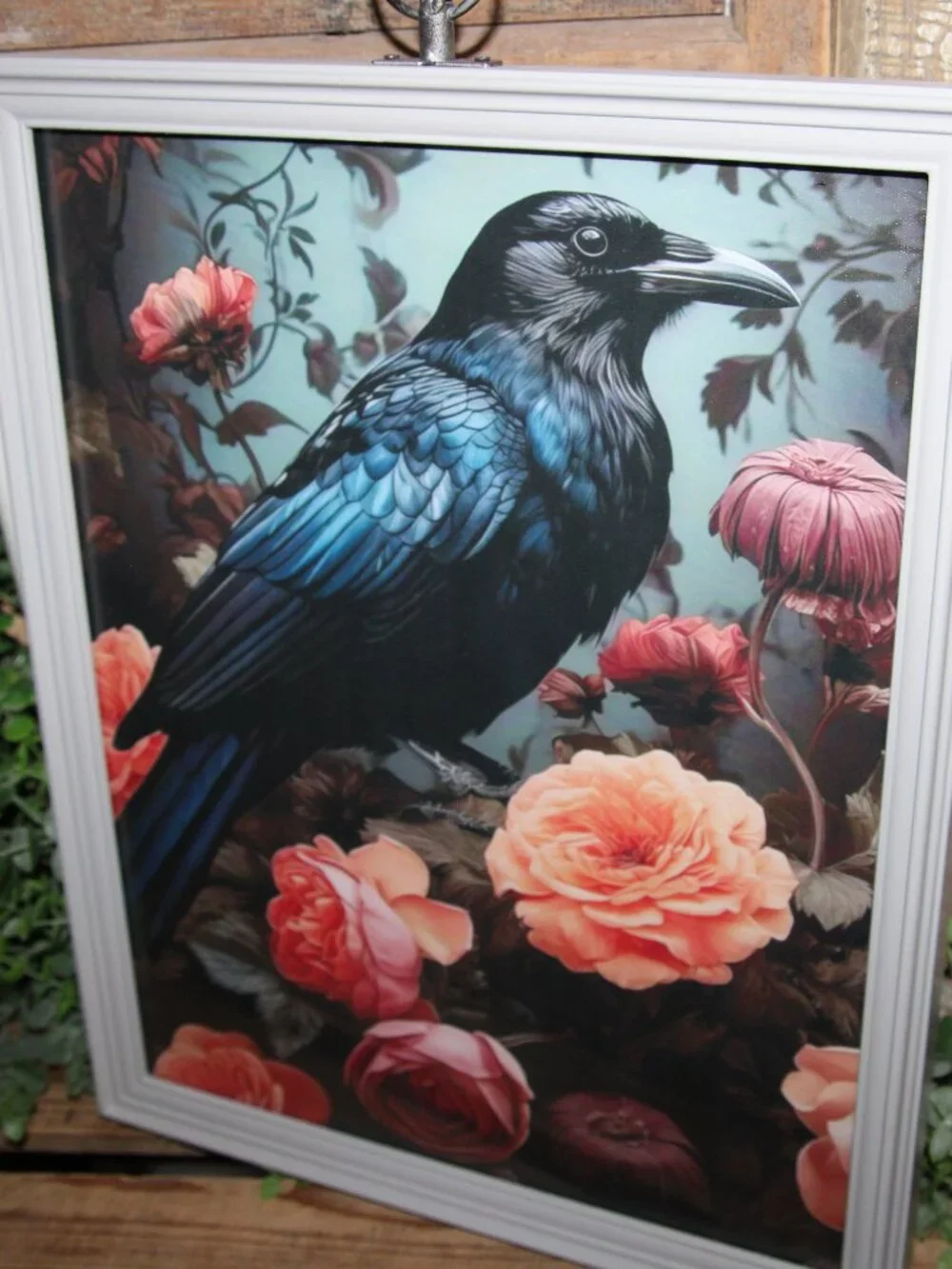 Moody French Gothic Farmhouse Black Raven & Roses Wall Decor